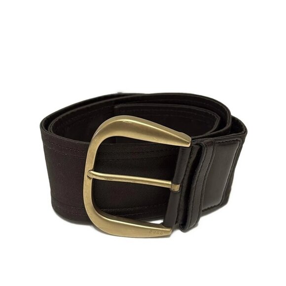 GUCCI - Dark Brown Nylon Leather Belt 123-072125 - Picture 1 of 4